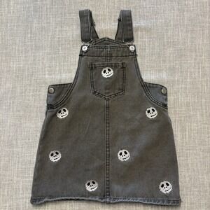 Ruffle Girl Overall Dress Halloween Party Outfit Size XL Gray With White Skulls